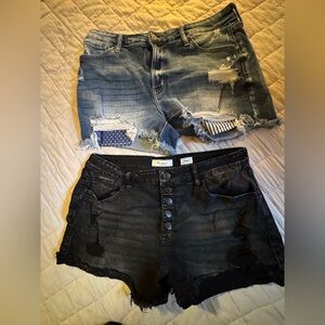 Bundle 2 pair’s KanCan Shorts Distressed Denim Shorts - Blue and Black